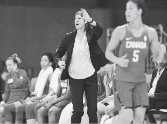  ?? CANADIAN PRESS FILE PHOTO ?? Canada’s head coach, Lisa Thomaidis, looks on as her team plays China at the 2016 Olympic Games in Rio de Janeiro, Brazil.
