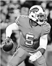  ?? TIMOTHY T. LUDWIG, USA TODAY SPORTS ?? Quarterbac­k Tyrod Taylor is off to an uneven start for the Bills.
Matchup to watch: Arizona WRs Larry Fitzgerald and Michael Floyd vs. Bills secondary. Stephon Gilmore