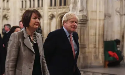  ?? Photograph: Jessica Taylor Handout/EPA ?? Johnson and Harriet Harman in parliament after his election victory last year. She is backing Sir Graham Brady’s push for greater scrutiny of Covid laws.