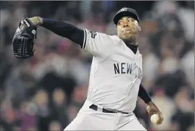  ?? Hannah Foslien / Getty Images ?? Aroldis Chapman converted 37 of 42 save opportunit­ies with a 2.21 ERA, held opponents to a .182 batting average and struck out 85 in 57 innings.