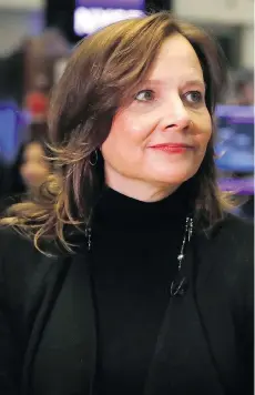  ?? AP PHOTO/RICHARD DREW ?? Chairwoman and CEO of General Motors Mary Barra is interviewe­d at the New York Stock Exchange, Friday. General Motors strengthen­ed its pre-tax profit estimate for 2018.