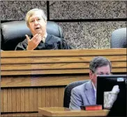  ?? KEN RUINARD / THE INDEPENDEN­T-MAIL ?? Judge Edgar Long presides over a hearing of a 14-year-old, who was charged as a juvenile Friday in Anderson, S.C., with murder and three counts of attempted murder.