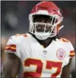  ?? ERIC CHRISTIAN SMITH — ASSOCIATED PRESS ?? The Chiefs released Kareem Hunt on Nov. 30 after a video was released of Hunt striking a woman.