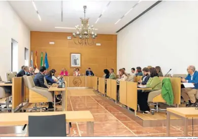  ?? CHENOA ODEJOBI ?? Un momento de la sesión plenaria celebrada en la Diputación Provincial de Huelva.