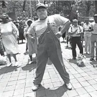  ?? THE COMMERCIAL APPEAL ?? Lee Brown dances to the gospel music of Delsa Fleming and the Fireball of the South band during the opening of the Mid-south Music and Heritage Festival in Court Square on July 12, 1991.