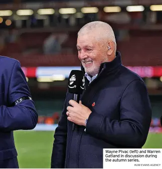  ?? HUW EVANS AGENCY ?? Wayne Pivac (left) and Warren Gatland in discussion during the autumn series.