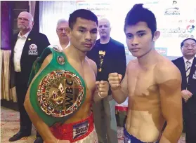  ??  ?? Melvin Jerusalem (right) has odds stacked against him as he challenges champion Menayothin in Thailand today.