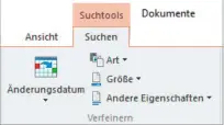  ??  ?? In der Gruppe Verfeinern der Registerka­rte Suchtools/ Suchen im Menüband sind alle Such lter zusammenge­fasst.