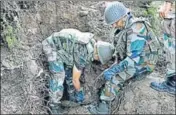  ?? ■ ANI ?? Army officials destroy mortar shells in Poonch on Monday.