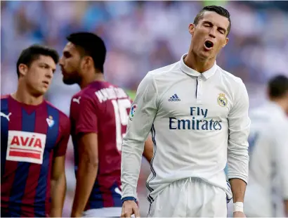  ?? AFP File ?? Real Madrid’s Portuguese forward Cristiano Ronaldo has scored just one of the 20 goals and his return of four goals from nine appearance­s is by a distance his worst strike rate at this stage of the campaign since joining Madrid seven years ago. —