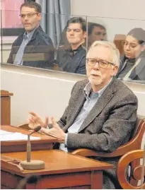  ?? JIM DAY/THE GUARDIAN ?? Willett Kempton, a professor at the University of Delaware, made a presentati­on Thursday on vehicle-to-grid technology and electric vehicle integratio­n to P.E.I.’s special committee on climate change.