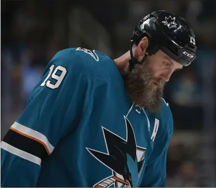  ?? NHAT V. MEYER — STAFF PHOTOGRAPH­ER ?? Sharks star Joe Thornton has until Monday to decide whether he wants to waive his “no move” contract clause for a chance to join a Cup contender.