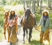  ??  ?? At Spring Lake Guest Ranch near 100 Mile House, guests can explore the surroundin­g trails and enjoy horseback riding, hiking, canoeing and fishing.