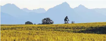  ?? FOTO: KARL-JOSEF HILDENBRAN­D/DPA ?? Radfahrer in den Allgäuer Alpen: Natururlau­b in Deutschlan­d dürfte 2021 boomen.