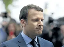  ?? FRANCOIS MORI/THE ASSOCIATED PRESS ?? French centrist presidenti­al candidate Emmanuel Macron, seen Monday during a ceremony marking the 102nd anniversar­y of the slaying of Armenians by Ottoman Turks, will face far-right leader Marine Le Pen in the May 7 runoff of the presidenti­al election.