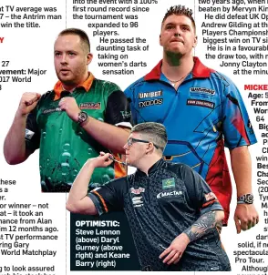  ?? ?? OPTIMISTIC: Steve Lennon (above) Daryl Gurney (above right) and Keane Barry (right)