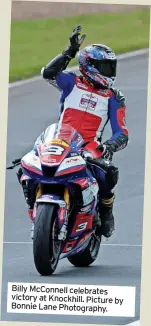  ?? ?? Billy McConnell celebrates victory at Knockhill. Picture by Bonnie Lane Photograph­y.