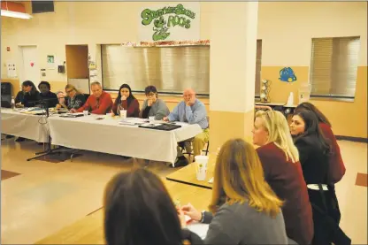  ?? Ben Lambert / Hearst Connecticu­t Media ?? The Board of Education ad-hoc redistrict­ing committee met Thursday in Southwest School, as planning to reconfigur­e the city schools continues.