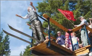  ?? Special to The Daily Courier ?? Jean Nelson, 84, daughter of Nels Knickers Buchanan opens this attraction in Mount Revelstoke National Park.