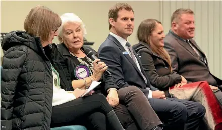  ?? REXINE HAWES ?? Waikato electorate candidates, Philippa Stevenson, Carolyn McKenzie, Tim van de Molen, Brooke Loader and Stu Husband.