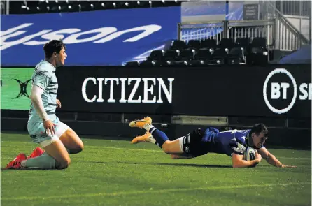  ?? PICTURES: Harry Trump/getty Images ?? Ben Spencer touches down during Bath’s comeback win over Gloucester on Tuesday to go second in the Gallagher Premiershi­p table