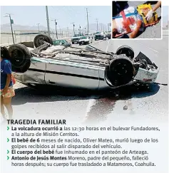  ??  ?? Muerte. Antonio de Jesús Morales (recuadro), al igual que su hijo, no sobrevivió a las lesiones luego de la volcadura.