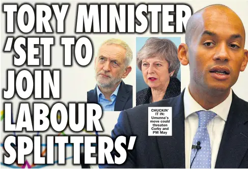  ??  ?? CHUCKIN’ IT IN: Umunna’s move could threaten Corby and PM May