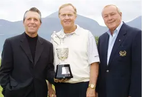  ??  ?? THE BIG THREE. Gary Player Jack Nicklaus and Arnold Palmer had some great rivalries over the years.