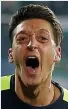  ?? REUTERS ?? Wonder goal: Ozil enjoys his late winner in Bulgaria