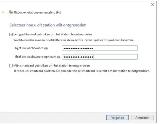  ??  ?? Voor een veilige BitLocker-encryptie is een lang wachtwoord erg belangrijk.