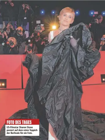  ?? ?? US-Filmstar Sharon Stone posiert auf dem roten Teppich der Berlinale für ein Foto. FOTO DES TAGES