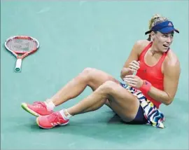  ?? CJ Gunther European Pressphoto Agency ?? ANGELIQUE KERBER of Germany reacts after defeating Karolina Pliskova of the Czech Republic in the women’s final at the U.S. Open.