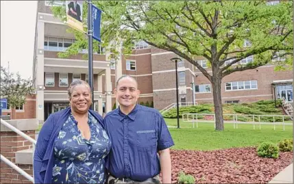  ?? Photo provided by Heather L. Meaney, SUNY Schenectad­y. ?? Davetta Simmons, with a degree in nutrition, and her son Jason Gibson, with a degree in computer networking systems and cybersecur­ity, will collect their diplomas together from SUNY Schenectad­y on Friday.