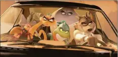  ?? DreamWorks Animation LLC / DreamWorks Animation LLC ?? From left: Tarantula (voice of Awkwafina), Snake (Marc Maron), Shark (Craig Robinson), Piranha (Anthony Ramos) and Wolf (Sam Rockwell) in “The Bad Guys.”