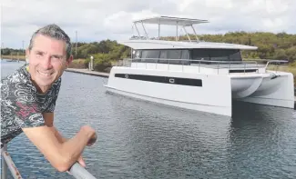  ?? Picture: Glenn Hampson ?? Grant Hudson, from Sunpower Yachts, will launch Australia's first solar electric superyacht. It took him three years to design and build it.