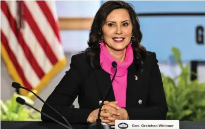  ?? Photograph: Scott Hasse/ZUMA Press Wire/REX/Shuttersto­ck ?? Michigan governor Gretchen Whitmer: ‘It’s important not to lose sight of the fact that any vote not cast for Joe Biden supports a second Trump term.’