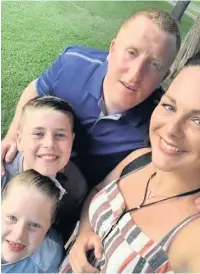  ??  ?? Steven Gorton with his two children and partner Beckie Burges