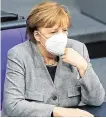  ??  ?? German leader Angela Merkel in the Bundestag yesterday