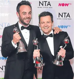  ?? Picture: PA. ?? Ant, left, and Dec with their haul of awards.