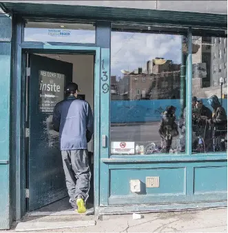  ?? CARMINE MARINELLI/VANCOUVER 24HOURS/QMI AGENCY ?? The Insite safe injection site on Vancouver’s Downtown Eastside had a positive effect on the area, according to a local merchants’ group.