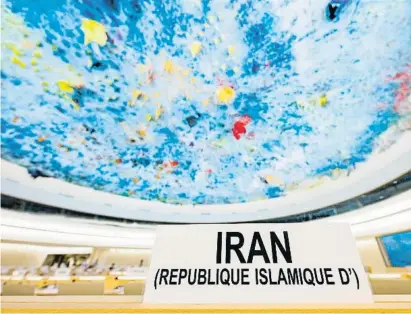  ?? VALENTIN FLAURAUD / AFP ?? Seu de l’ONU a Ginebra dijous abans de la sessió del consell de Drets Humans sobre l’Iran