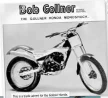  ??  ?? This is a trade advert for the Gollner Honda.