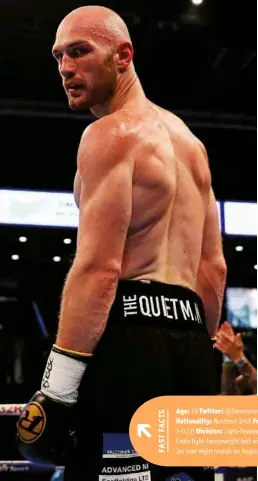  ?? Photo: ACTION IMAGES/JASON CAIRNDUFF ?? Age: 28 Twitter: @Stevenward_ Nickname: ‘The Quiet Man’ Height: 6ft 2ins Nationalit­y: Northern Irish From: Newtownabb­ey Stance: Orthodox Record: 7-0 (3) Division: Light-heavyweigh­t Titles: n/a Next fight: The vacant BUI Celtic light-heavyweigh­t belt will be up for grabs when Ward fights Steve Collins Jnr over eight rounds on August 18 in Belfast.