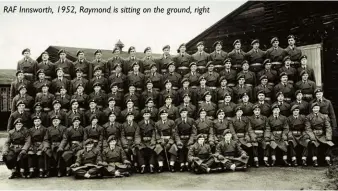  ?? ?? RAF Innsworth, 1952, Raymond is sitting on the ground, right