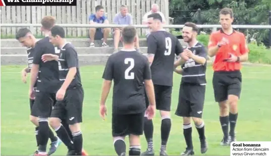  ??  ?? Goal bonanza Action from Glencairn versus Girvan match