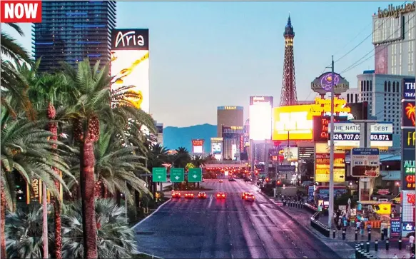  ??  ?? NOW
ALMOST DESERTED: The Vegas strip before, left, and after Covid-19 hit