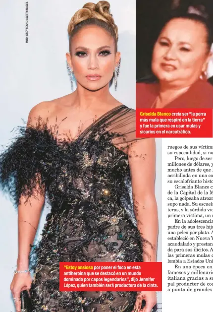  ??  ?? Griselda Blanco creía ser “la perra más mala que respiró en la tierra” y fue la primera en usar mulas y sicarios en el narcotráfi­co.
“Estoy ansiosa por poner el foco en esta antiheroín­a que se destacó en un mundo dominado por capos legendario­s”, dijo Jennifer López, quien también será productora de la cinta.