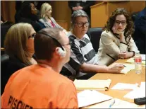  ?? CLARENCE TABB JR./DETROIT NEWS VIA THE ASSOCIATED PRESS ?? Jennifer Crumbley stares at her husband James Crumbley during sentencing at Oakland County Circuit Court on Tuesday.