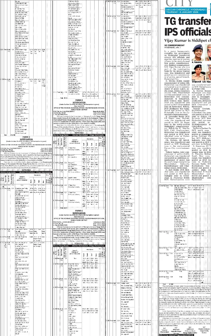 TG transfers IPS officials | Deccan Chronicle | PressReade­r