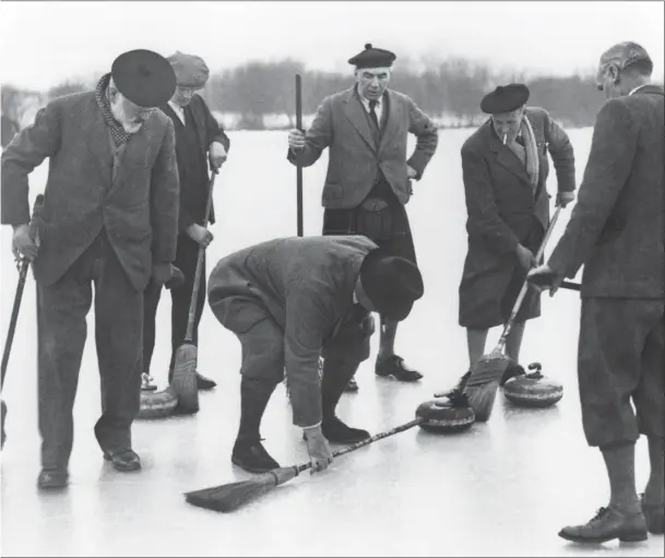  ??  ?? Members of Partick Curling Club take part in a match in 1932 Picture courtesy of Mitchell Library